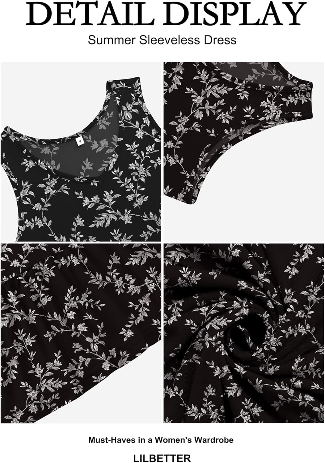 LILBETTER Women's Sleeveless Casual V Neck Summer Sundresses Pleated Ruffle Hem Knee Length Tank Dress with Pockets - Image 6