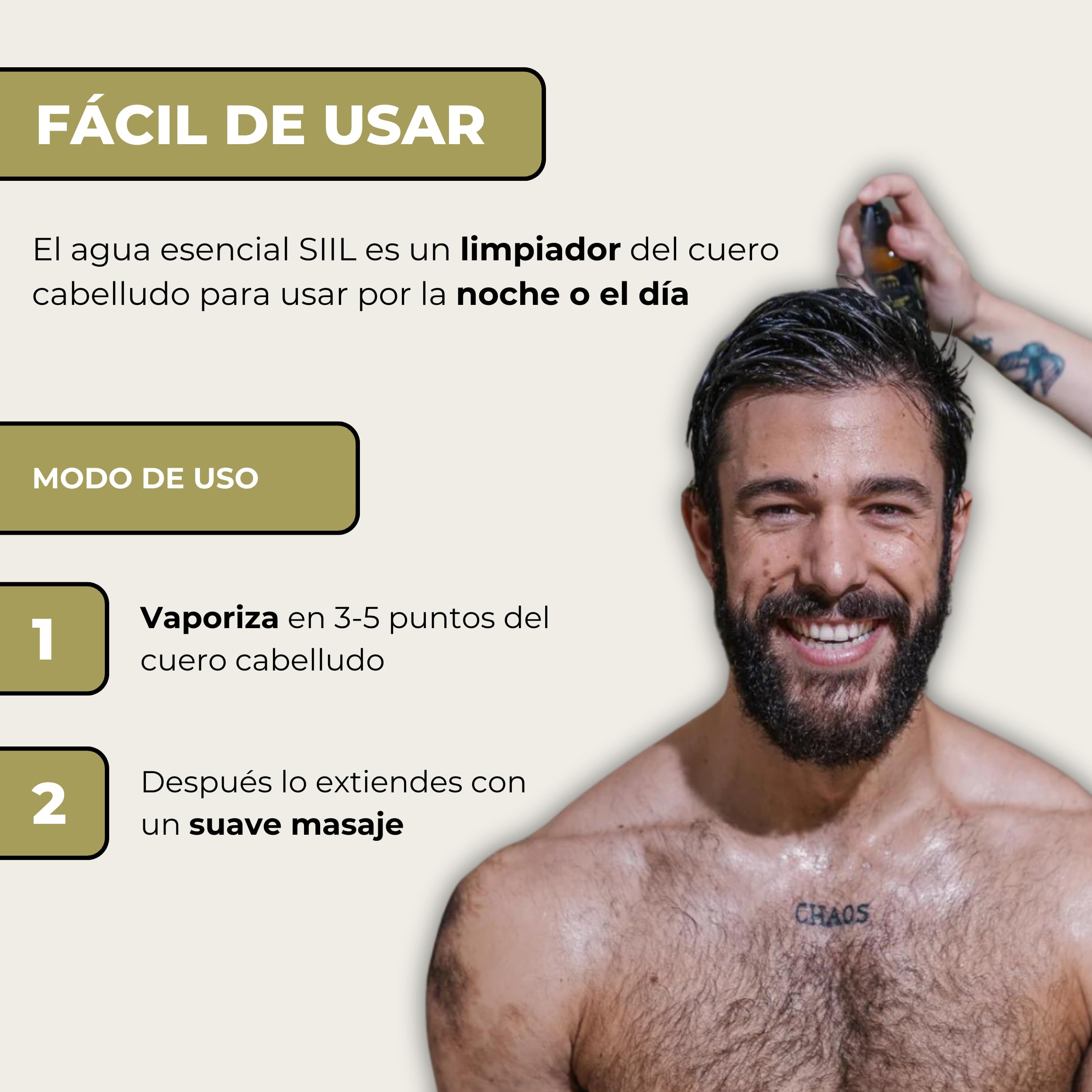 50 ml - Loción Anticaída Unisex Alopecia Androgénica 100% Natural con Menta | Tónico capilar | Crecimiento Cabello Mujer y Hombre | Anti Caspa y recomendado para Dermatitis Seborreíca - SIIL