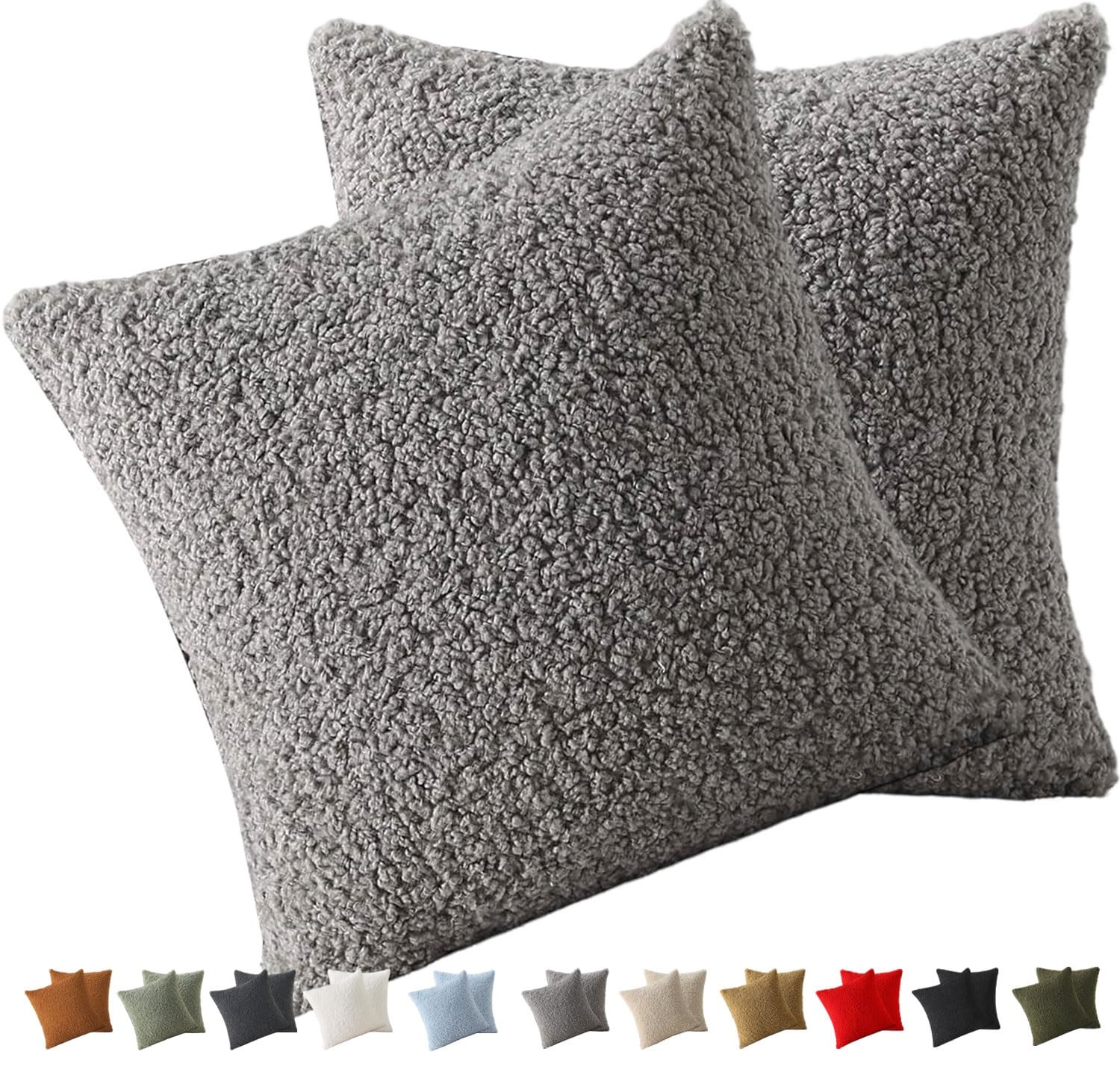 Cushion Covers 50x70 30x50 60x80 60x60 80x80 - Luxury Teddy plush Rectangle/Square Throw Pillow Cases - Decorative Soft Pillowcase for Sofa Couch Bedroom with Zipper(light gray,30x50CM/12x20in)