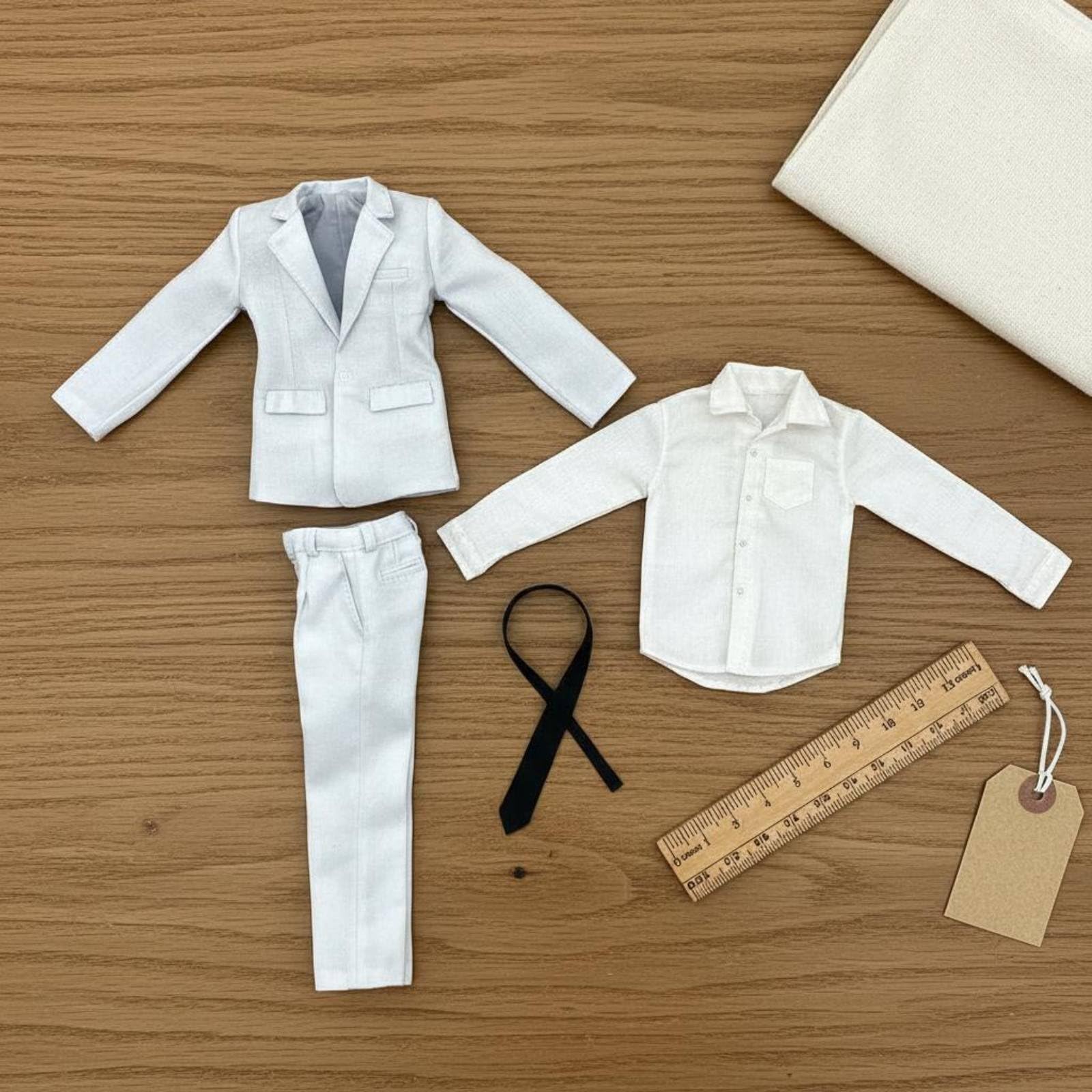 1/6 Skala Anzug realistisches Design Miniatur Herrenanzug Set Puppenkleidung für Sammler, Hobbyisten, Weiß