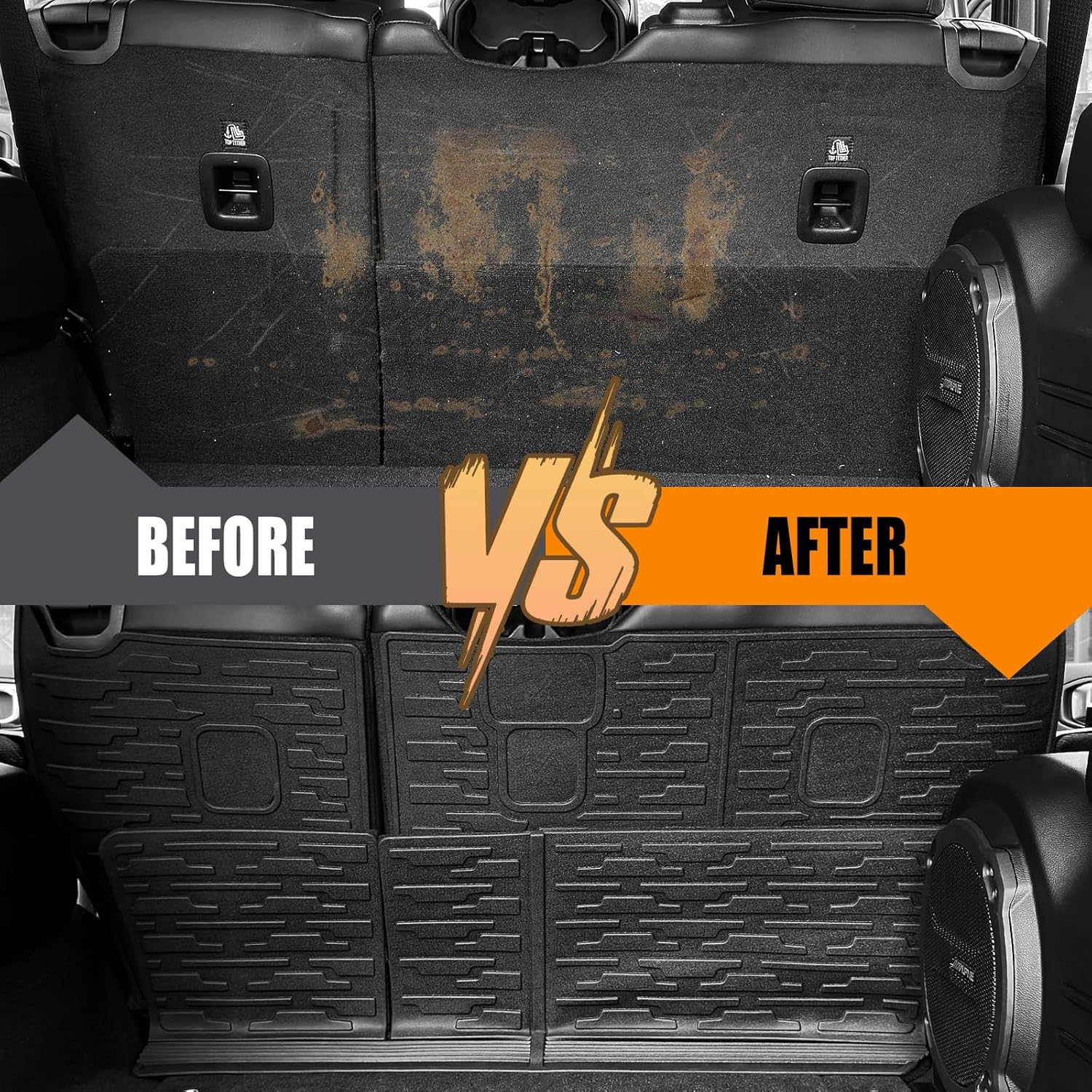 Backrest Mat Compatible with 2018-2024 Jeep Wrangler JL 4 Door 4X4(Fuel Version), Back Seat Protector Black TPE Trunk Liner Backrest Liner Rear All-Weather Protection for Wrangler Accessories