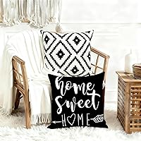 Vista 5 de Juego de 4 fundas de almohada decorativas de 20 x 20 pulgadas, fundas de almohada negras y blancas para sofá, cama, sala de estar, fundas