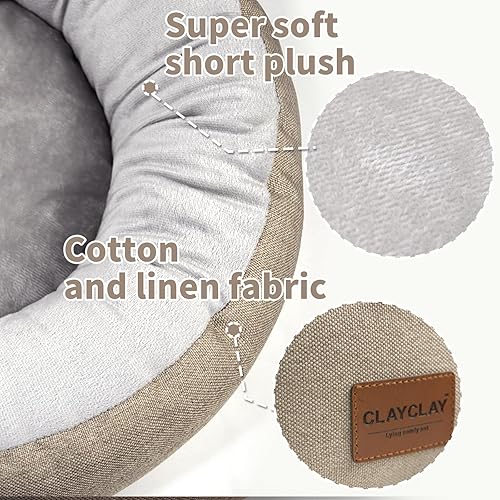 Miniatura 6 de Acogedora cama redonda para gatos, cojín suave y cómodo para gatos y gatitos, antideslizante, lavable a máquina, cama de felpa para gatos, ideal