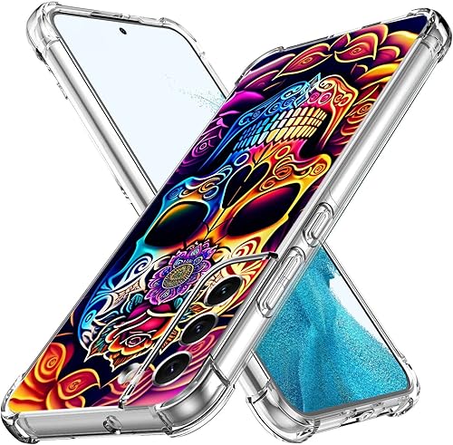 Miniatura 8 de Beaucov Funda para Galaxy S22 Plus, colorida funda de protección contra caídas de flores de pavo real, a prueba de golpes, carcasa protectora de