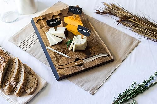 Miniatura 4 de PICNIC TIME 833-00-512-043-12 Juego de tabla de queso y cuchillos Delio, tabla de charcutería, tabla de cortar con marcadores 15 x 10 x 0.8 pulgadas