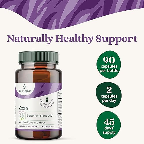 Miniatura 3 de BioActive Nutrients Zzz's Botanical Sleep Aid - con GABA, L-teanina, bálsamo de limón, raíz de valeriana y raíz de ashwagandha, súper verdes,