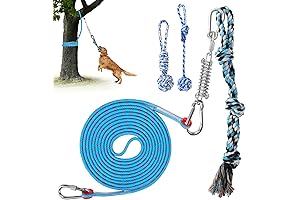 BWOGUE Spring Pole Dog Toys, 18ft Spring Pole for Medium/ Large Dogs...