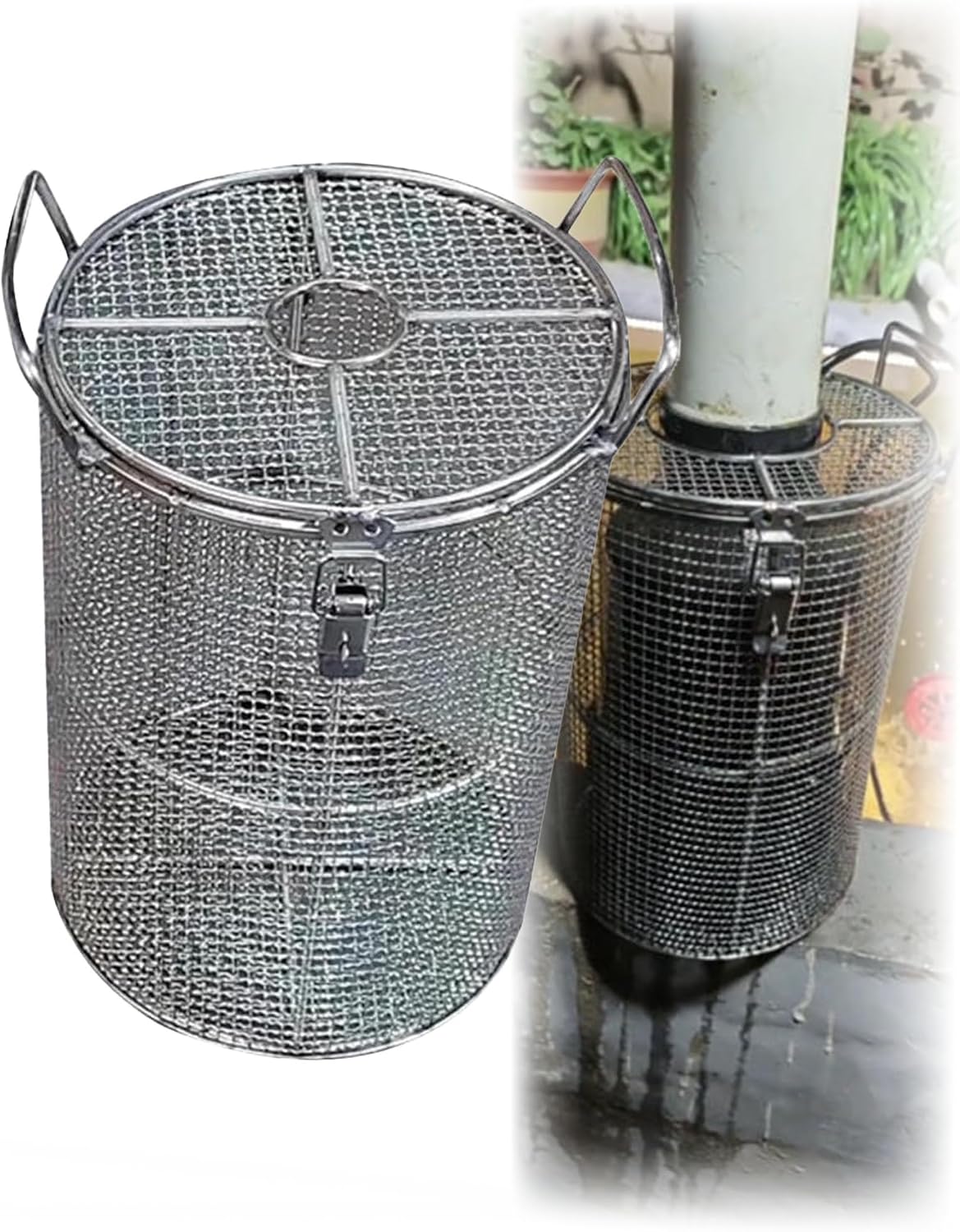 Stainless Steel Round Pump Barrier Cover for Outdoor Ponds - Durable Filter Guard Supports Up to 100kg (9.84x11.81in) - Ideal for Water Features & Fish Protection