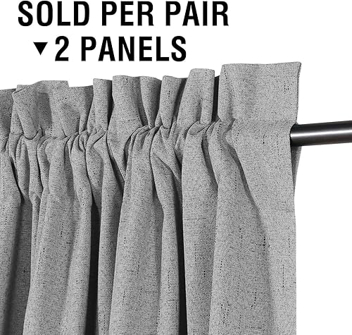 Miniatura 3 de H.VERSAILTEX Cortinas 100% opacas con aspecto de lino de 45 pulgadas de largo para dormitorio, bloqueo de luz completa, bolsillo para barra,