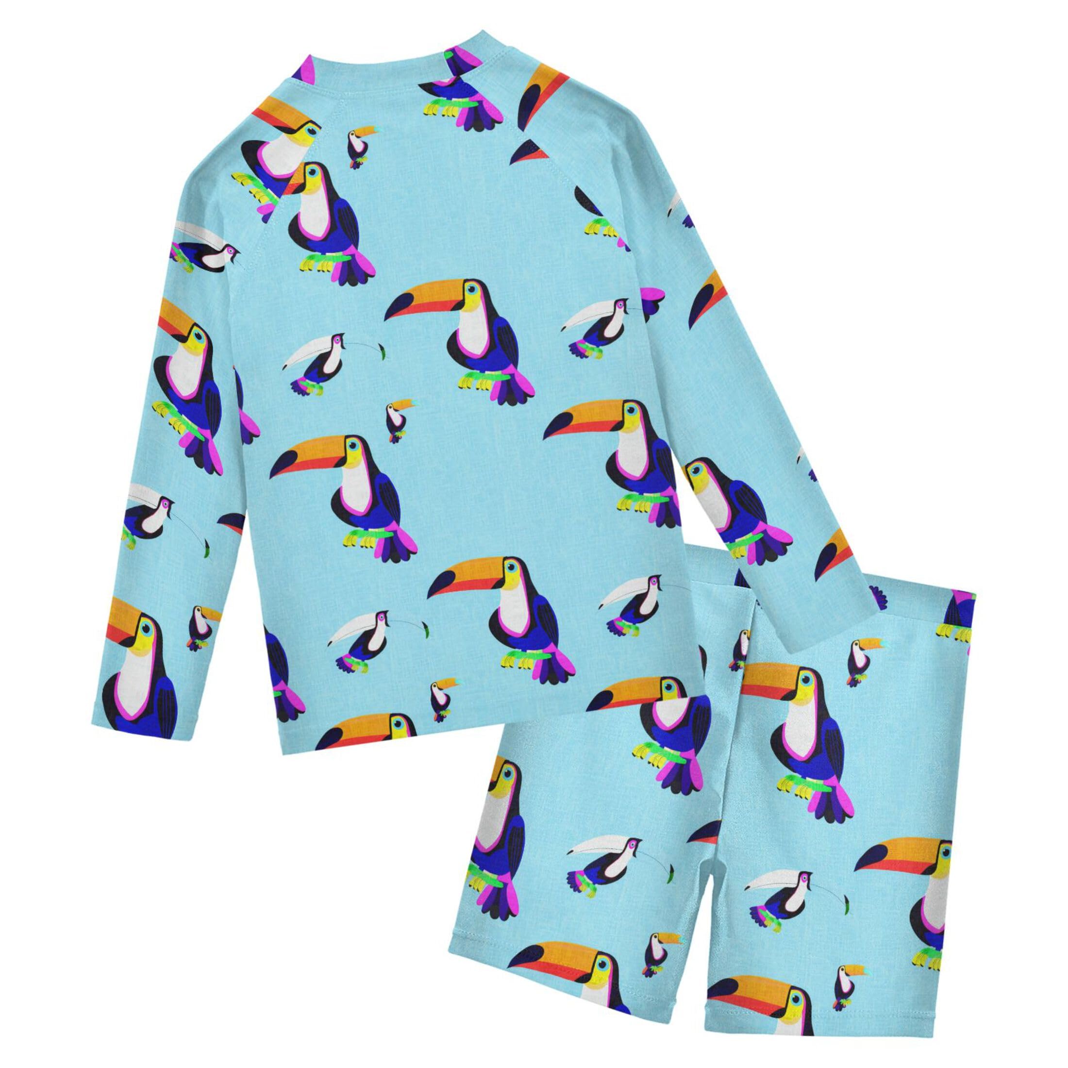 Parrot Bird Baby Boys' Toddler Long Sleeved Rashguard Swim Bathing Suit Set B0404847