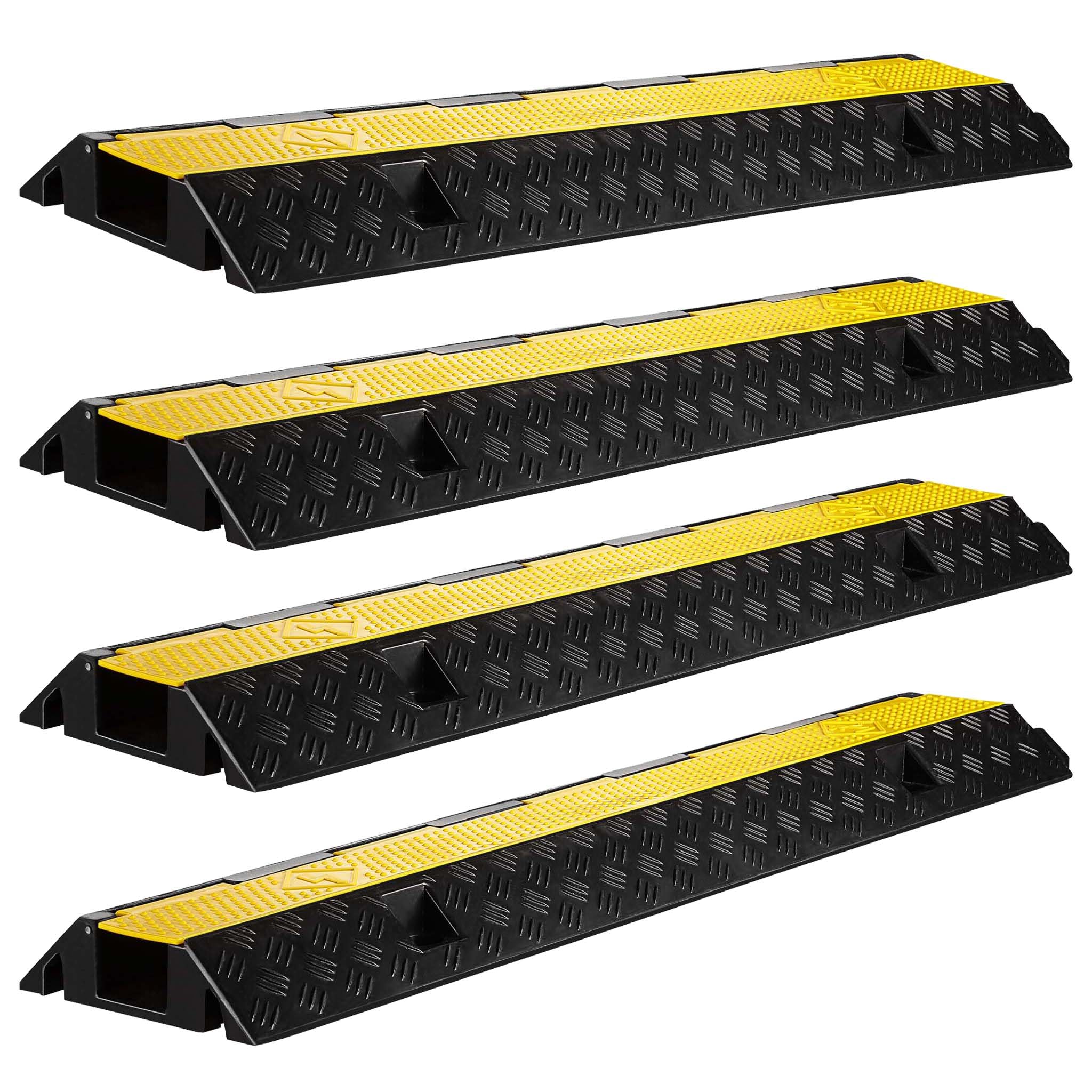 Wiltec Rampa para Cables 98 x 26 x 6,5 cm, 3 Unidades, Canal pasacables con Capacidad de Carga de 15 t, protección contra el Paso de vehículos hasta 30 km/h, Protector contra pisadas, de PP y Goma