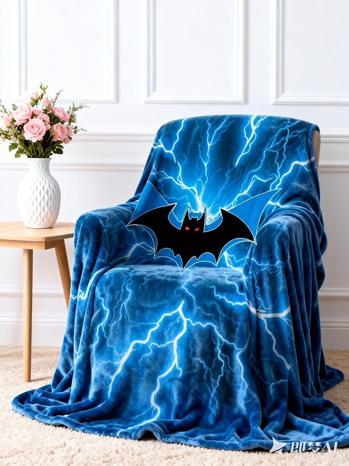 Red Bat Throw Fluffy Blanket 60x50 Inches Kids Gifts for Boys Teens Men Soft Plush Fuzzy Blanket for Couch Car Bed Warm Blankets Lightweight Bedding for Christmas New Year Valentines