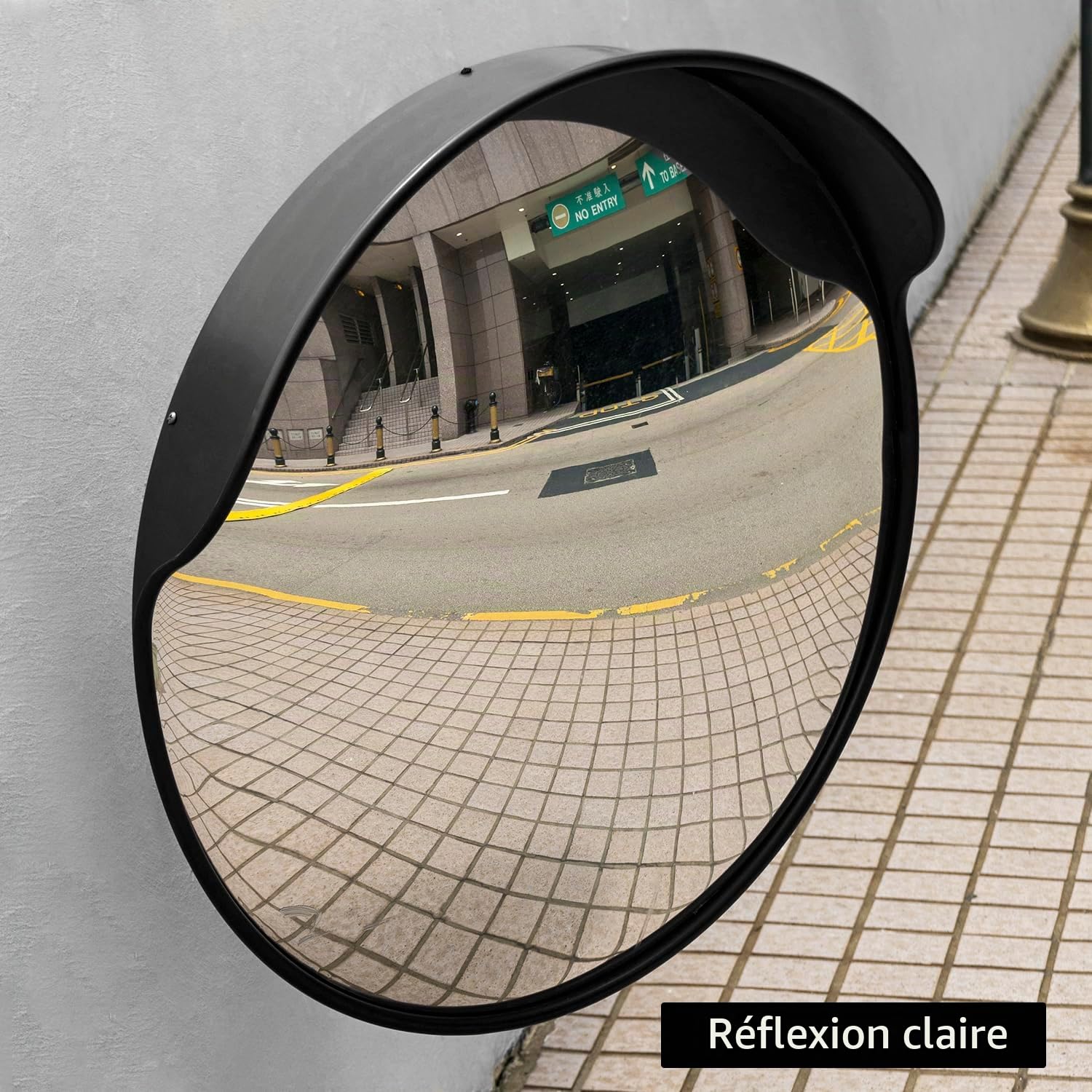 QWORK® Miroir Routier 40 cm, Miroir Convexe de Circulation, Miroir de Circulation pour Sorties, Miroir Convexe Grand Angle Réglable, pour Garage, Allée