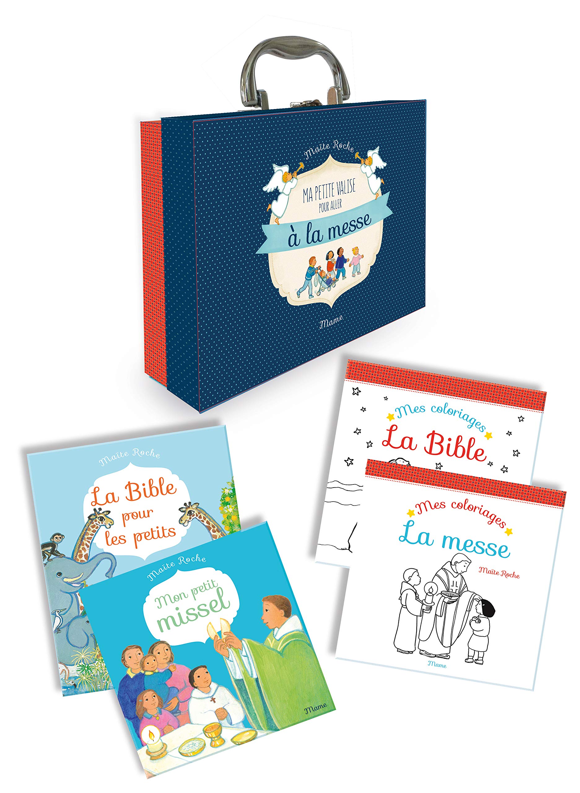 Ma petite valise pour aller à la messe NE: 4 volumes : Mon petit missel ; La Bible pour les petits ; Mes coloriages la Bible ; Mes coloriages la messe
