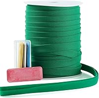 Vista 22 de Cinta al bies de doble pliegue de 1 pulgada, cinta de encuadernación bies de doble pliegue de 55 yardas (marrón) y 4 tizas de tela de costura