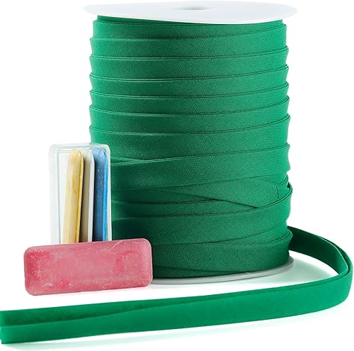 Miniatura 91 de Cinta al bies de doble pliegue de 1 pulgada, cinta de encuadernación bies de doble pliegue de 55 yardas (marrón) y 4 tizas de tela de costura