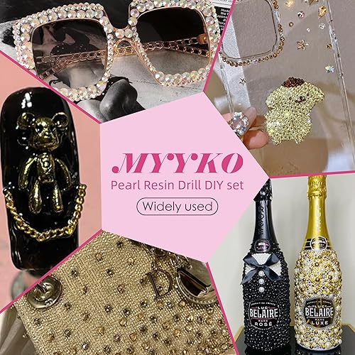 Miniatura 6 de Diamantes de imitación de perlas de 5.64 oz con parte trasera plana y color negro dorado para manualidades, tamaño mixto de 0.11 a 0.39 pulgadas,