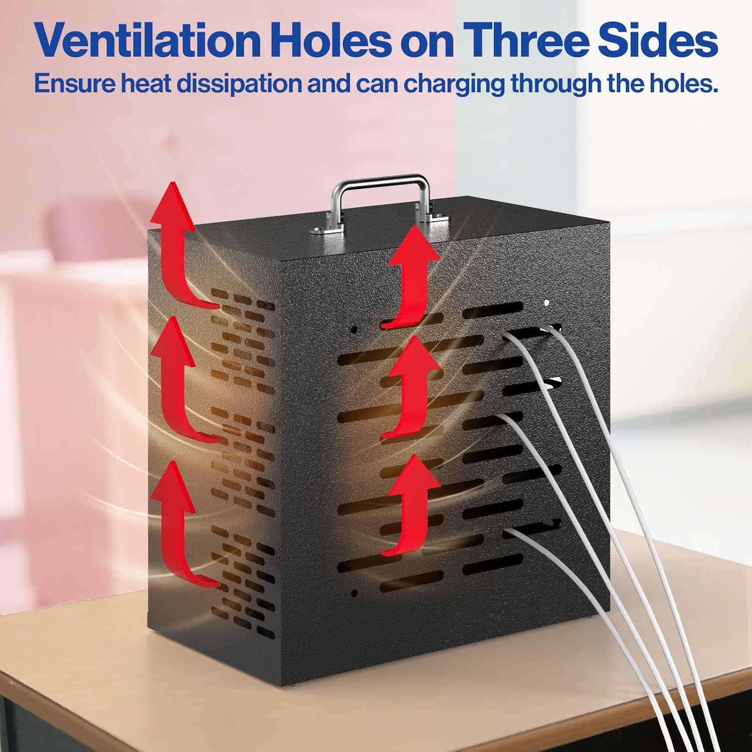 POCHAR Metal Cell Phone Storage Cabinet with Lock 30 Slots Desktop Holder for Classroom and Office,Wall-Mounted Phone Box, Portable Cell Phone Cubby