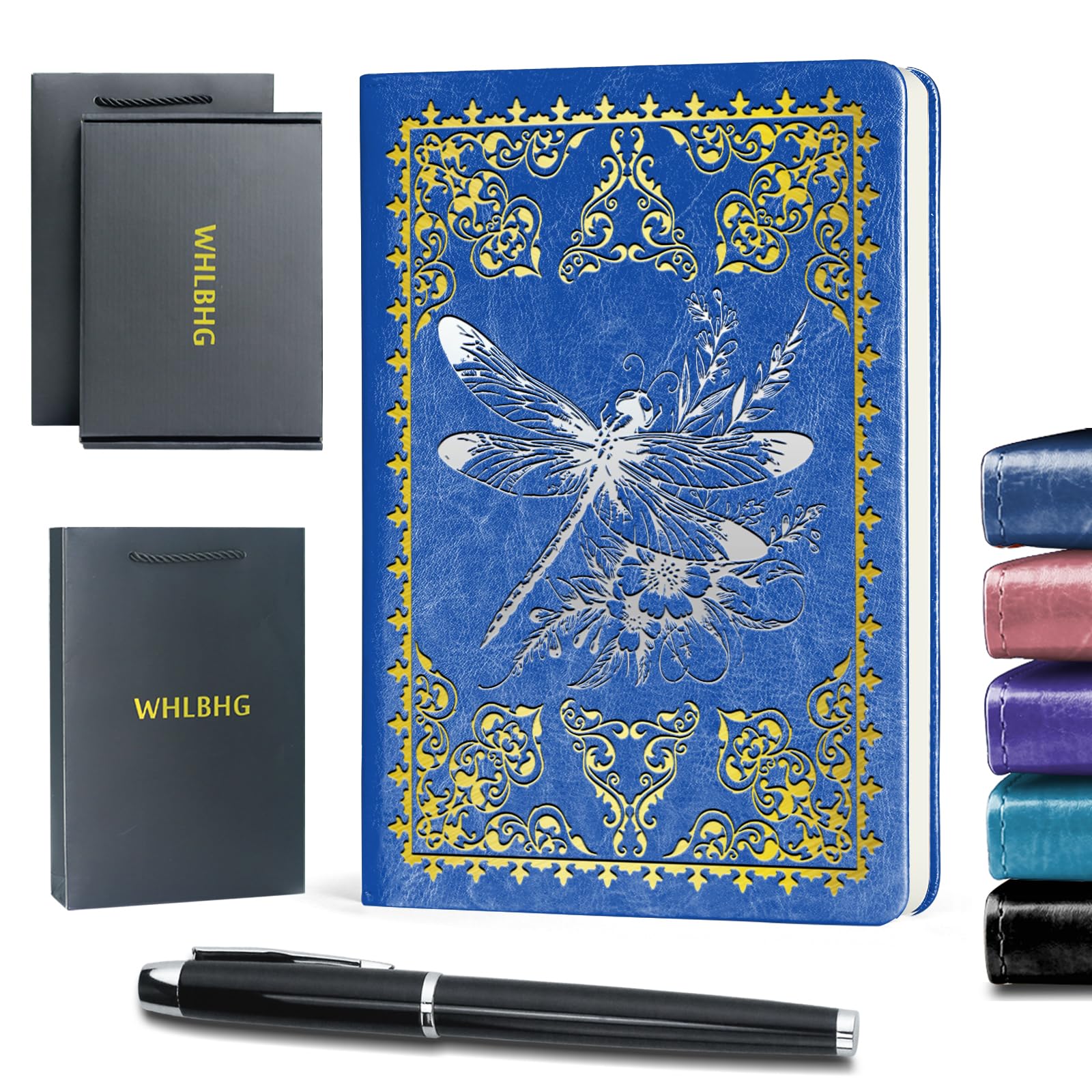 Dragonfly Gift Dragonfly Lover Gifts Dragonfly A5 Size Lined Journal Notebook Encouragement Gifts for Friends Women Men,With A Random Color Pen,1 Pack(Dark Blue), (Dragonfly-dark blue)