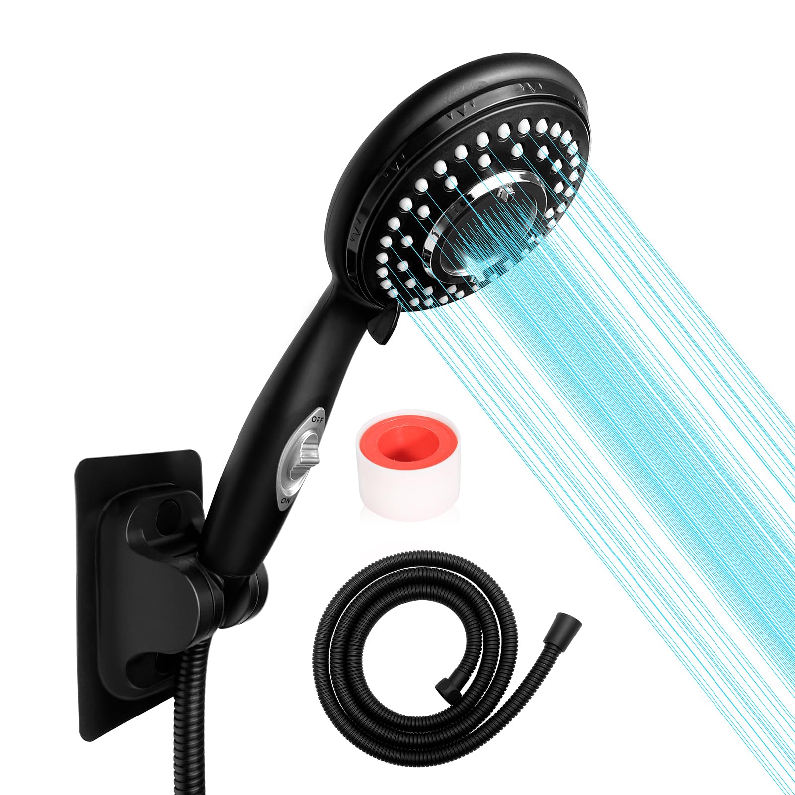 Cabezal de ducha para caravana con manguera e interruptor de encendido y apagado, repuesto de cabezal de ducha de alta presión para baño, caravana, caravana, barco, remolque de viaje y cámper,
