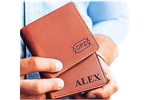 Personalized Bifold Wallet for Men with Engraved Name or Initials