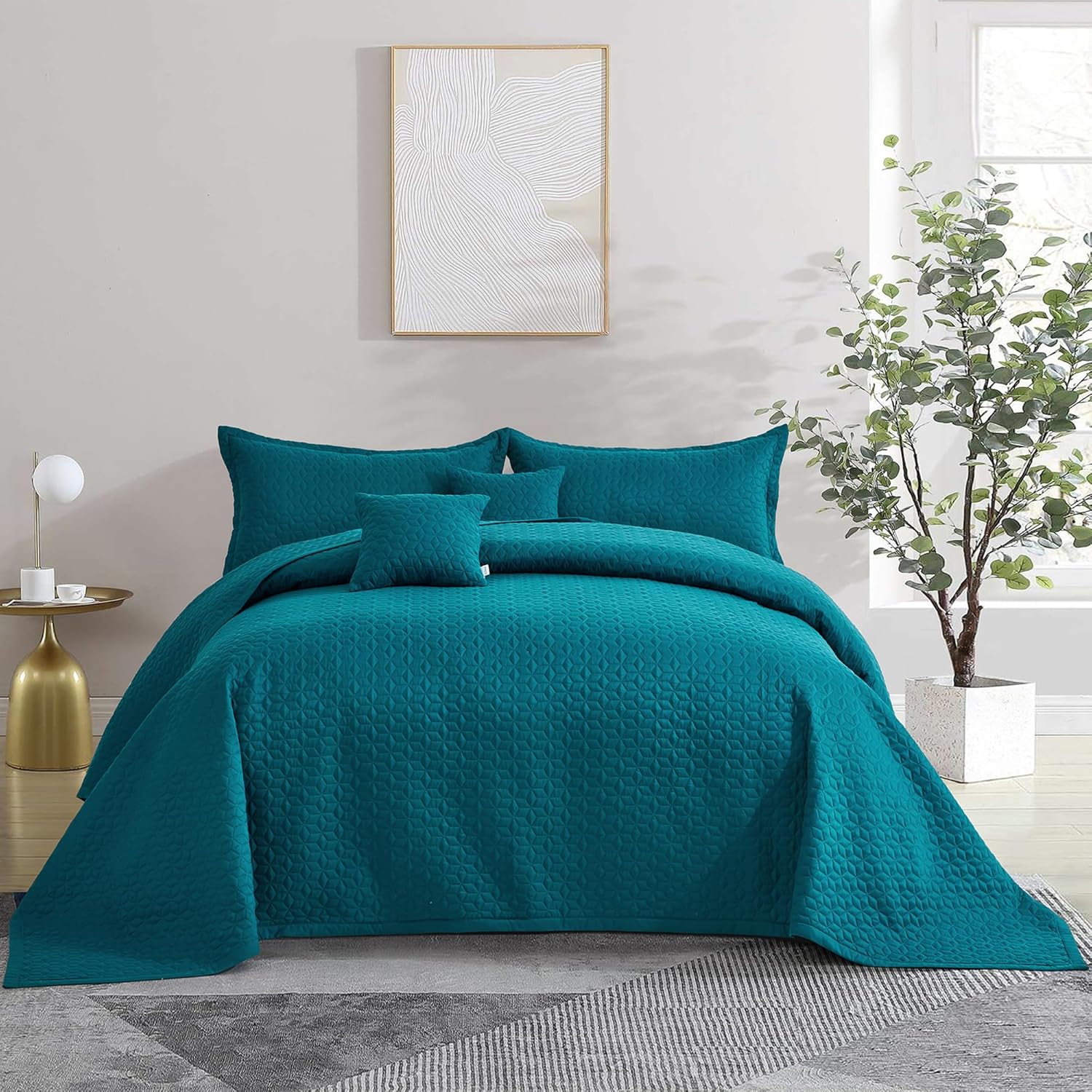 Oversized King Bedspread 128x120 Extra Wide, Modern & Contemporary Look, Lightweigh...