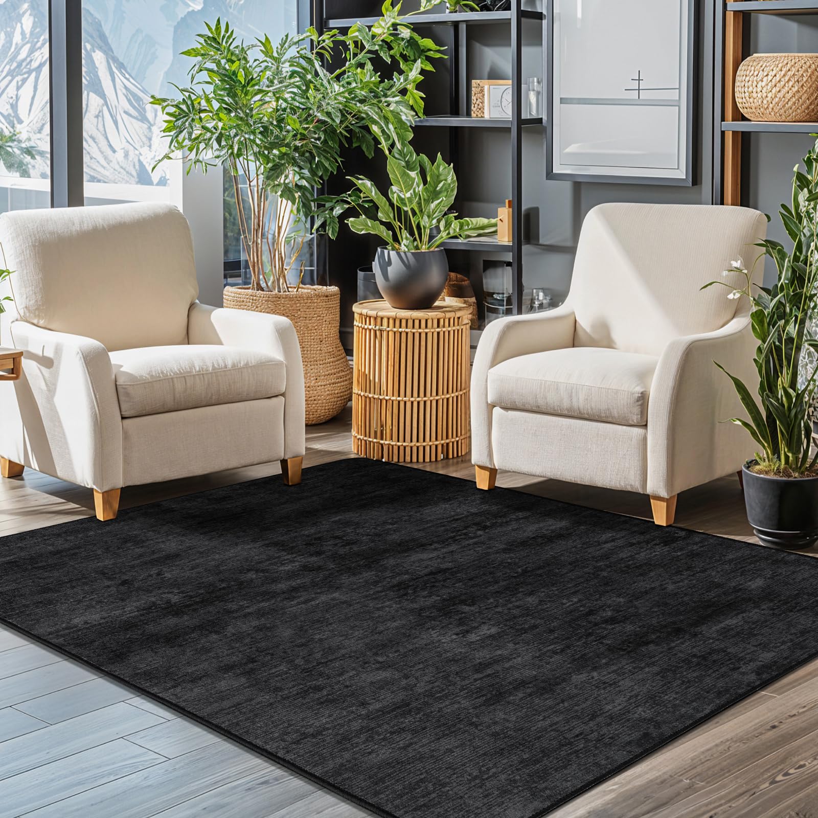 LIANLAM Washable Rug 4x6 Area Rugs for Living Room - Stain Resistant Non-Slip Backing Boho Rug for Bedroom,Durable & Ultra-Thin Vintage Large Area Rug