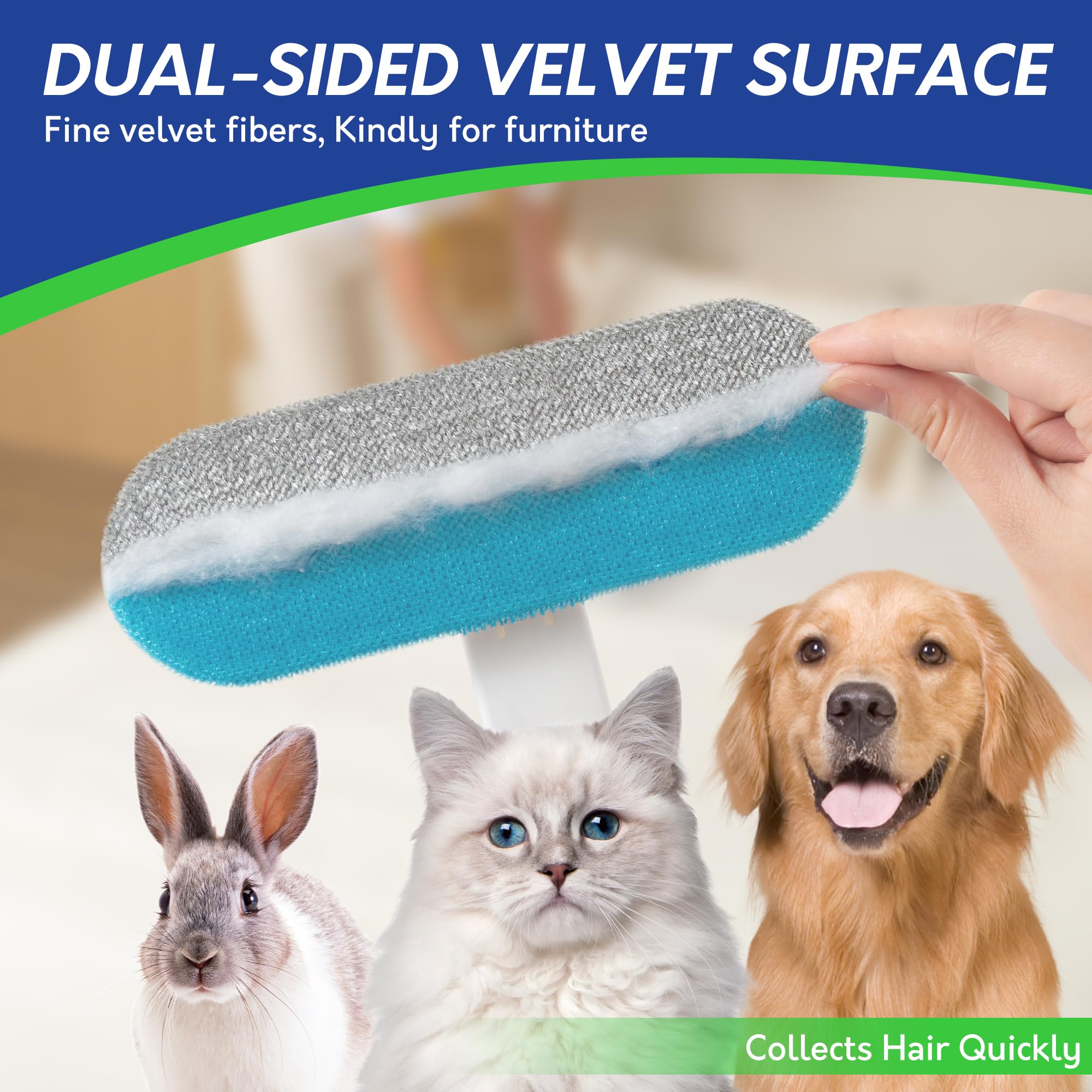 BOOMJOY Pet Hair Remover - Reusable Dog Cat Hair Remover Brush for Furniture, Couch, Carpet - Lint Remover for Pet - image 2