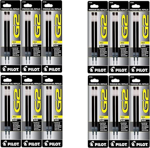 Pilot G2 - Recambio de tinta de gel, paquete de 2 para bolígrafos de punta gruesa, tinta negra, paquete de 12  24 recambios