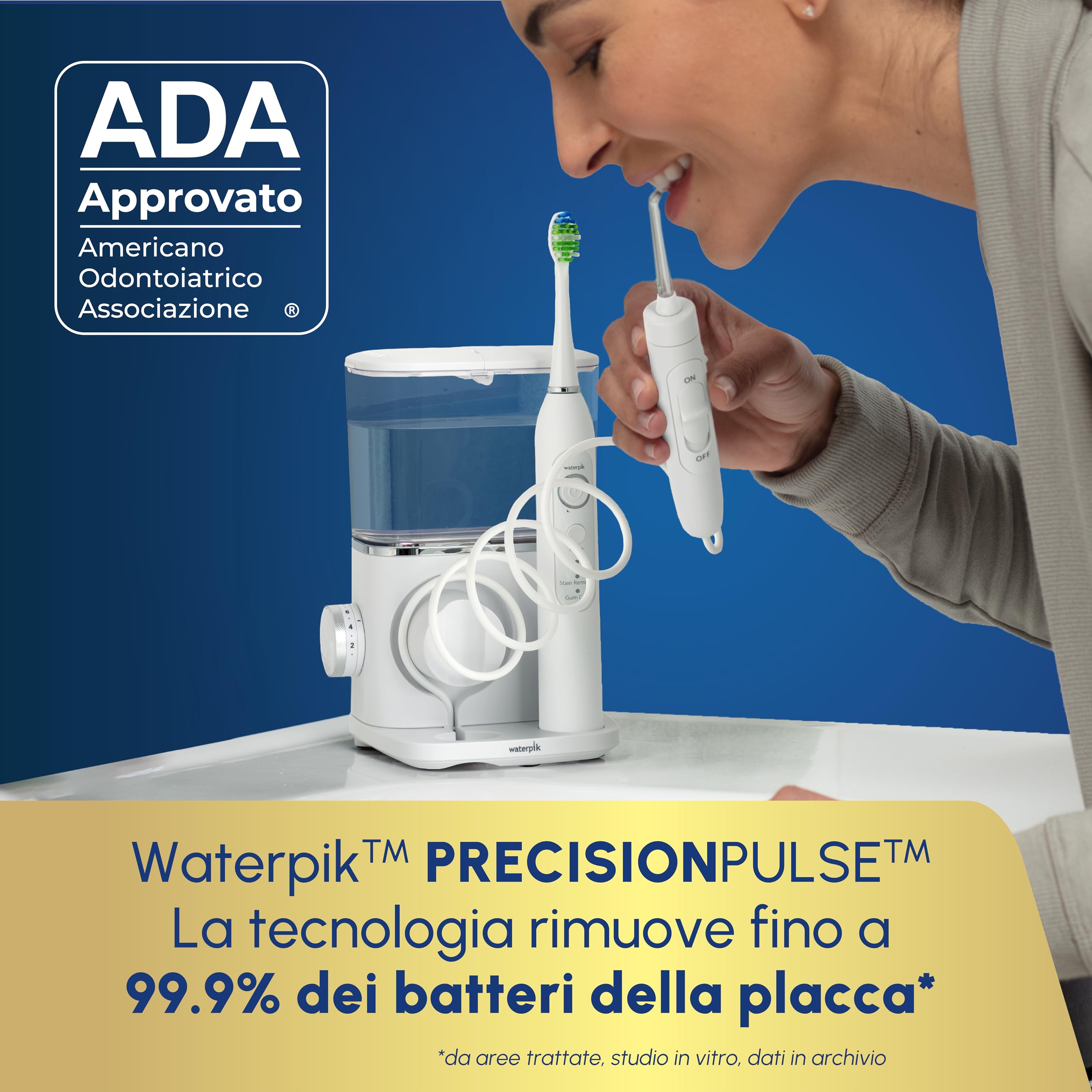 Waterpik Sensonic Complete Care Water Flosser CC-04 Rechargeable Electric Toothbrush Combo, White