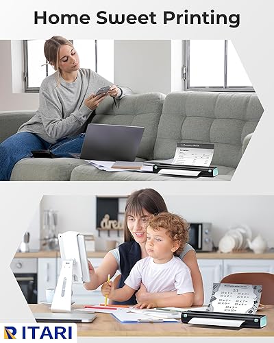 Miniatura 4 de Itari Impresora térmica portátil de tatuaje Bluetooth - Impresora compacta sin tinta para teléfono y laptop, impresoras portátiles inalámbricas para