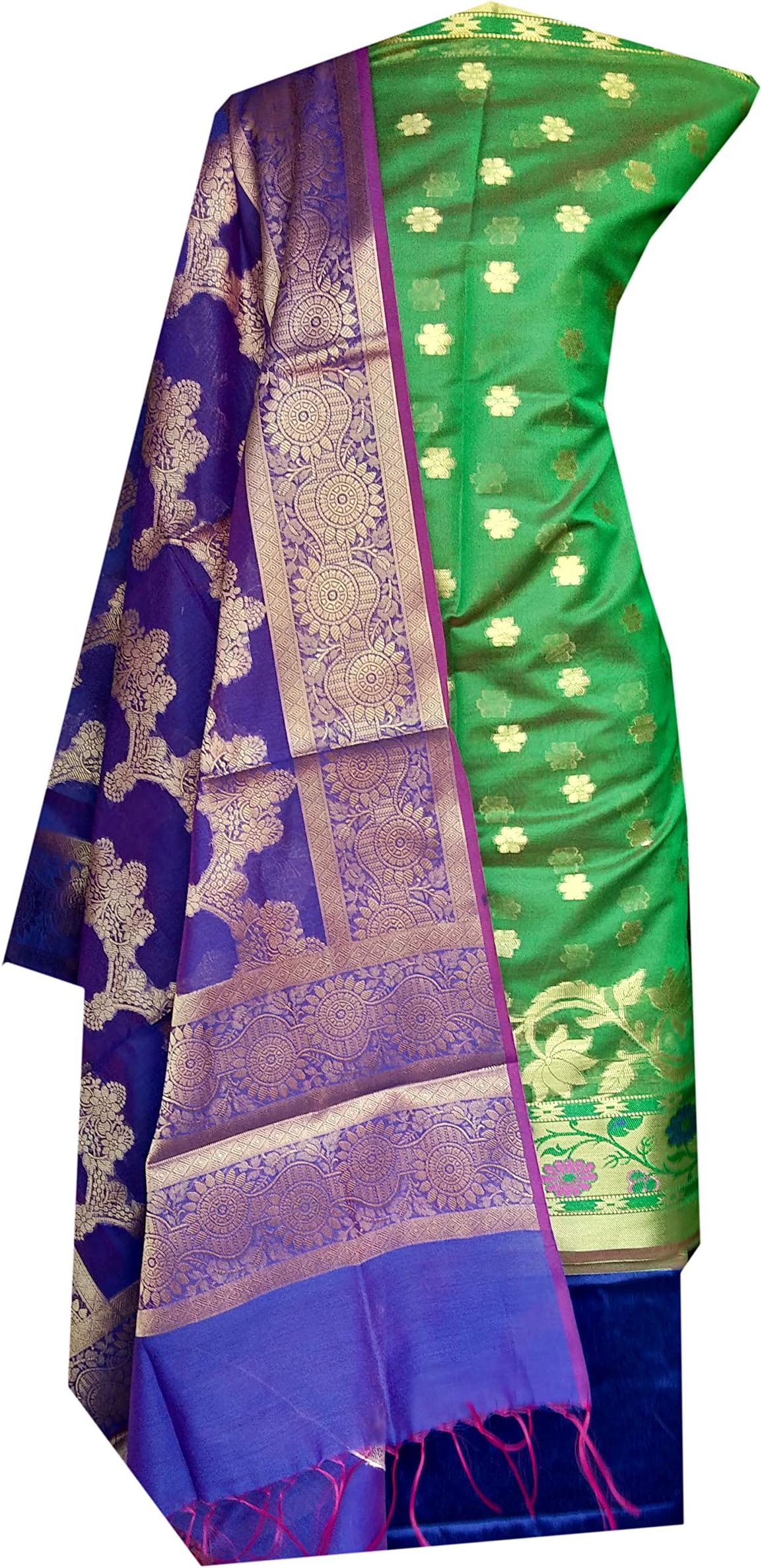 Nakshatra Creations Multicolor_Banarasi Chanderi Silk Fabric Unstitched Dress Material of Salwar Suit for Women