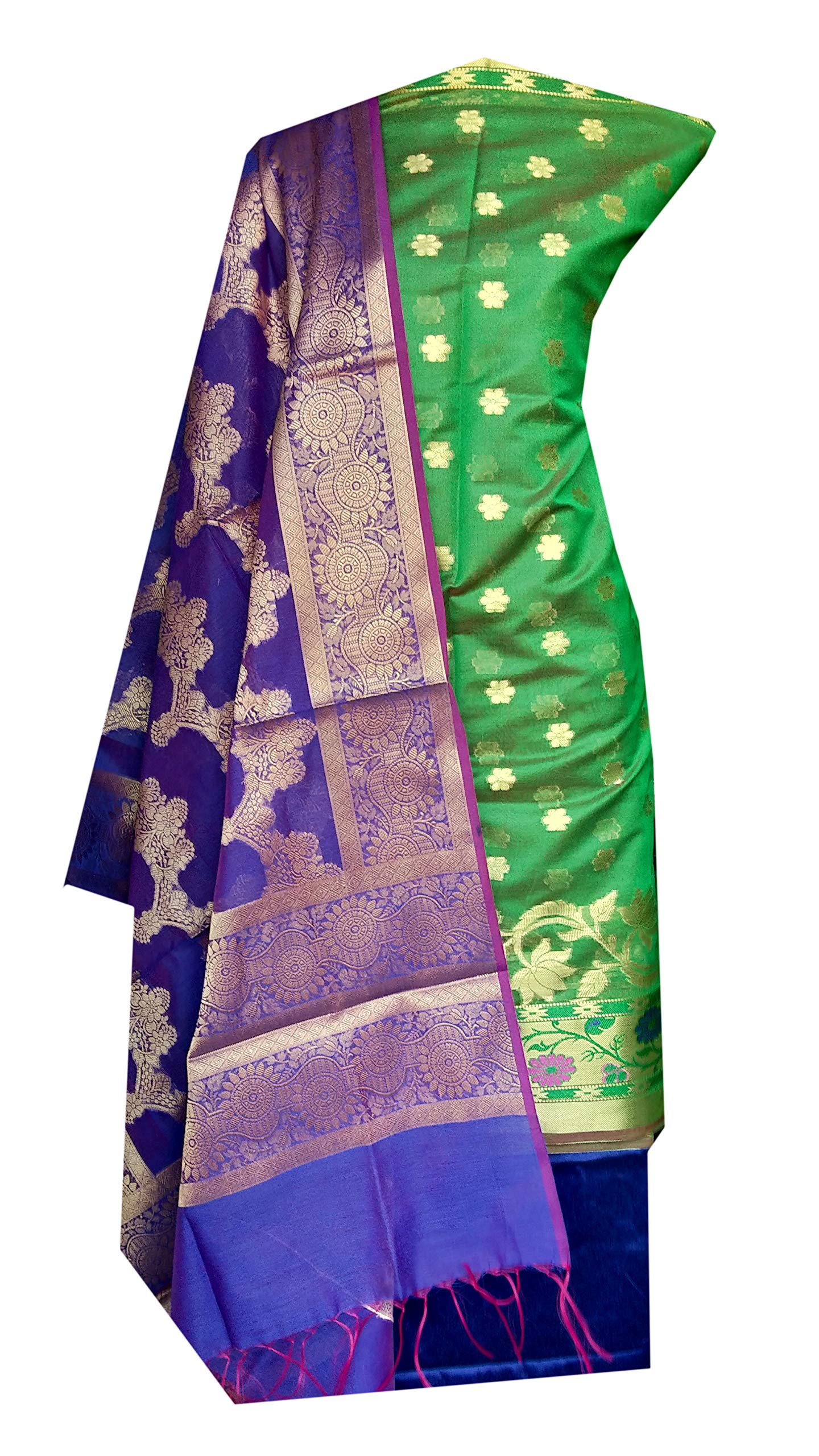 Nakshatra Creations Multicolor_Banarasi Chanderi Silk Fabric Unstitched Dress Material of Salwar Suit for Women