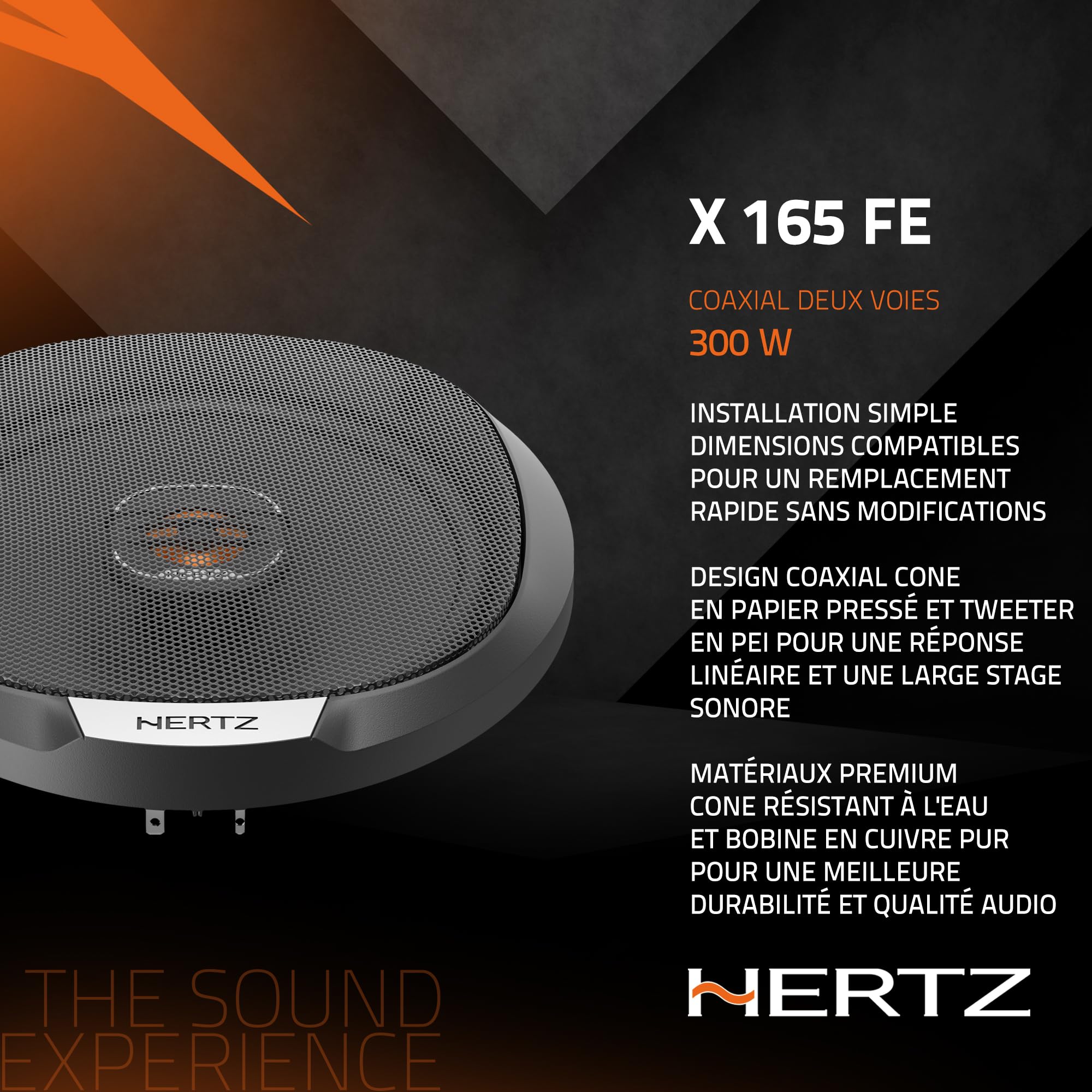 Hertz X 165 Fan Edition Haut-Parleur coaxial 2 Voies 165/170 mm 200 W crête 50 W RMS, 4 Ohm, cône en Papier pressé Hydrofuge, Tweeter PEI 24 mm, Installation Facile