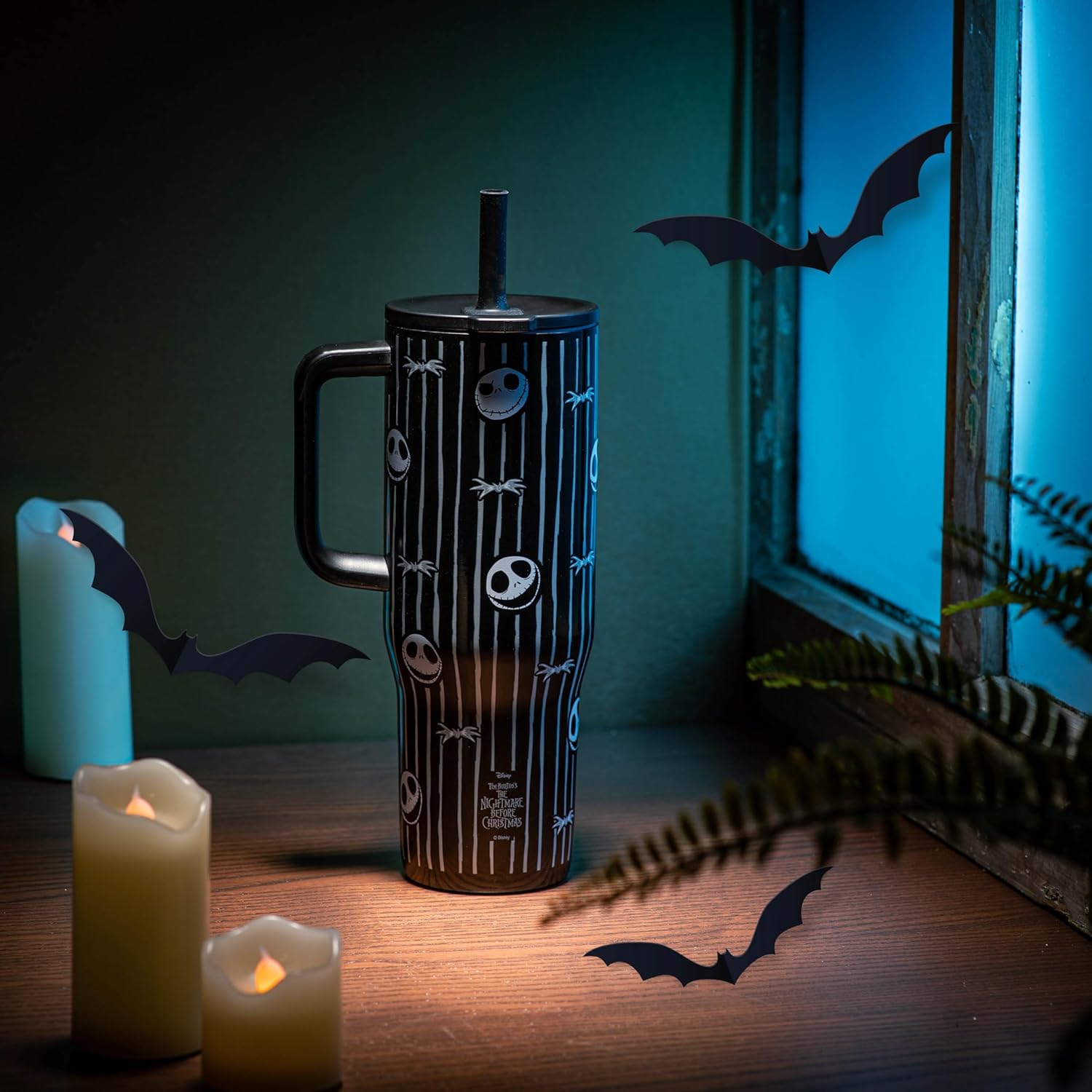 Zak Designs Disney Tim Burton's The Nightmare Before Christmas Sutton Travel Tumbler for On the Go, 30oz Stainless Steel with Vacuum Insulation and Silicone Straw for Cold Drinks (Jack Skellington) - Image 9