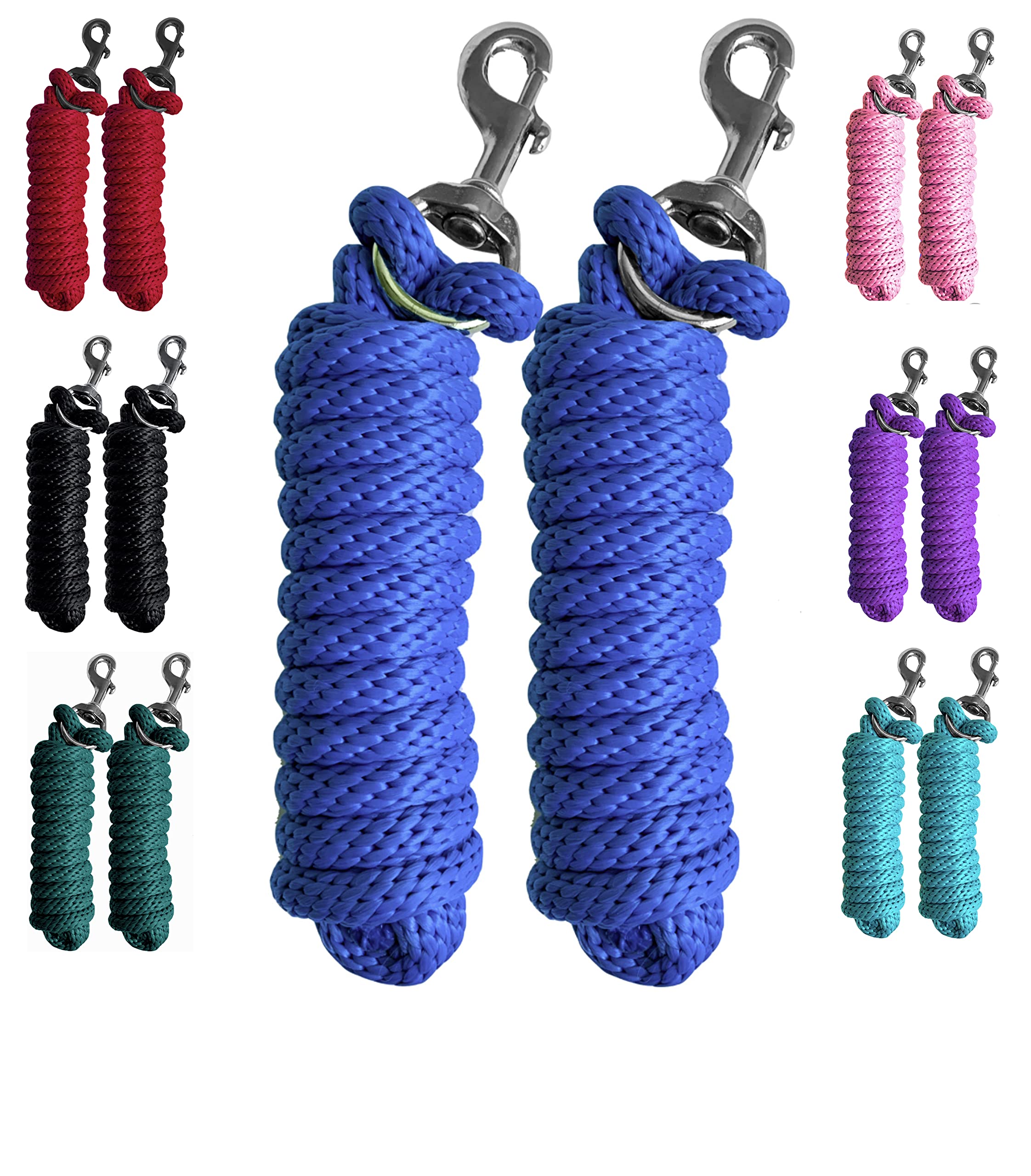 Majestic Ally, Confection de 2 cordons en polyéthylène massif pour Chevaux et Bestiame, Longa 10 Pieds et pessa 5/8 Pollici, stituibile, résistant, Fatta a Mano, Morbida al Tatto (Bleu réel)
