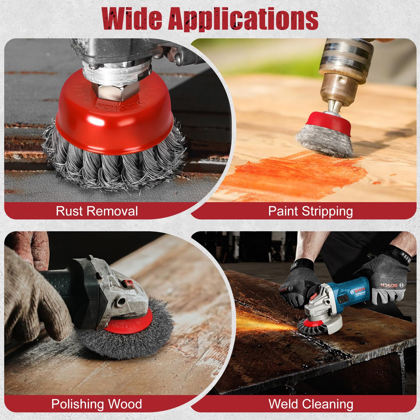 Wire Wheels for Angle Grinder - 9 Piece Set -6 Wire Wheels for Angle Grinder - 9 Piece Set -6
