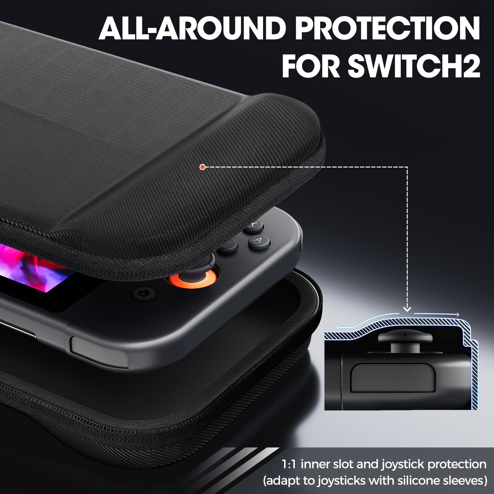 ProCase Funda Protectora Slim para Nintendo Switch 2, con 12 Ranuras para Tarjetas de Juego, Estuche rígido y portátil de Almacenamiento para Consola, Negro