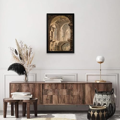 Miniatura 3 de Joseph Turner Lost Cabin Dark Prison  Marco plano negro de lienzo  Reproducción de pintura de obras de arte finas  Póster decorativo enmarcado para