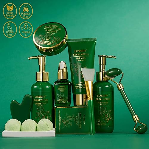 Miniatura 3 de Regalos para el día de la madre para mujeres y hombres que lo tienen todo, cestas de regalo de eucalipto para mamá, juego de regalo de baño de 16