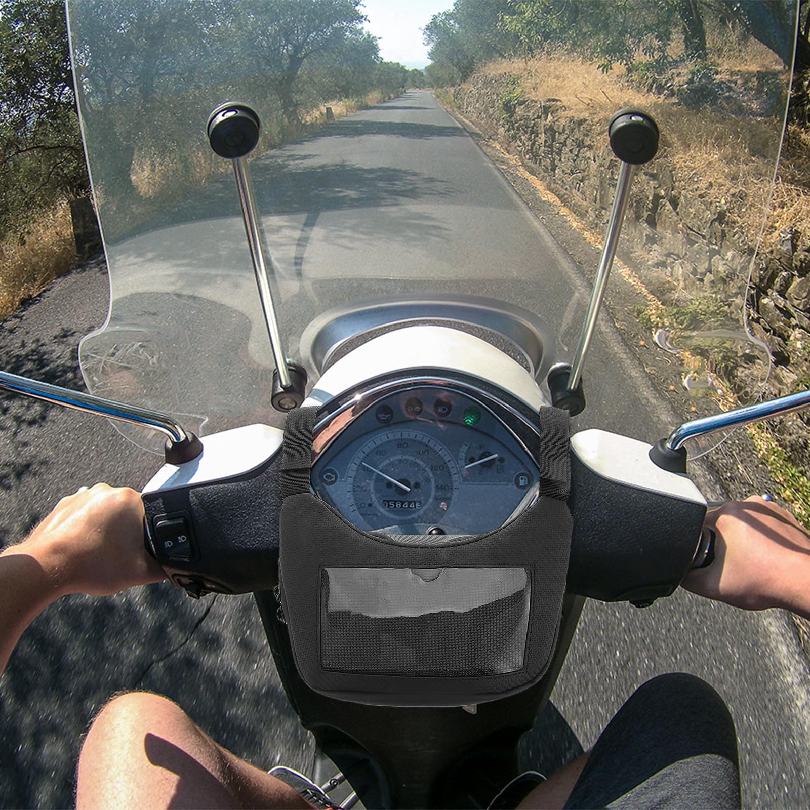 Sacoche Grosse Capacité Étanche pour Scooter et Moto de Guidon
