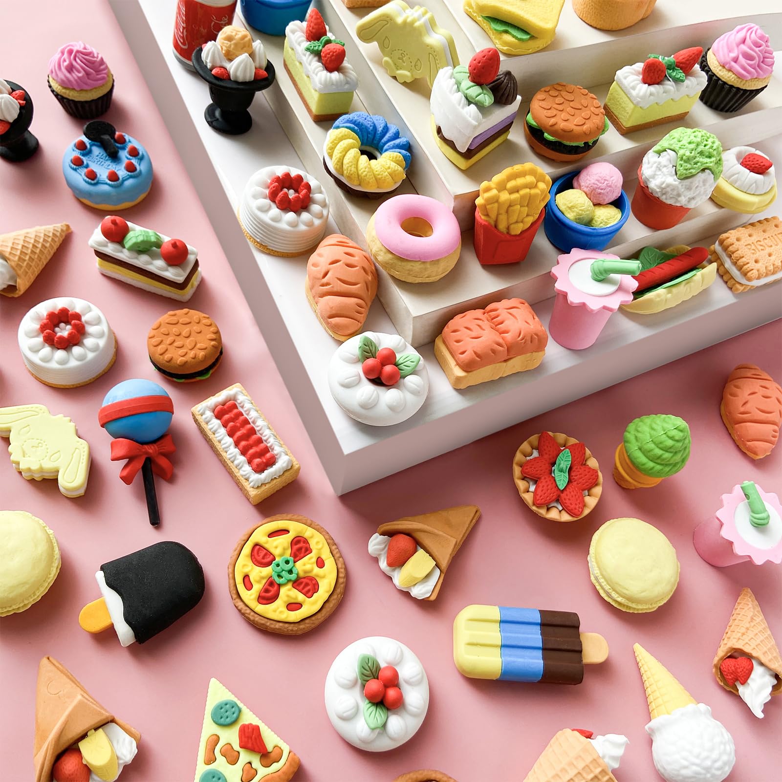 KleeblattDessert Erasers for Kids Bulk 30PCS,Puzzle Assembled Mini Fun Desk Pets for Kids Classroom,Treasure Box Prizes,Party Favors for Kids Goodie Bags,Back To School Gifts for Ages over 3 Students