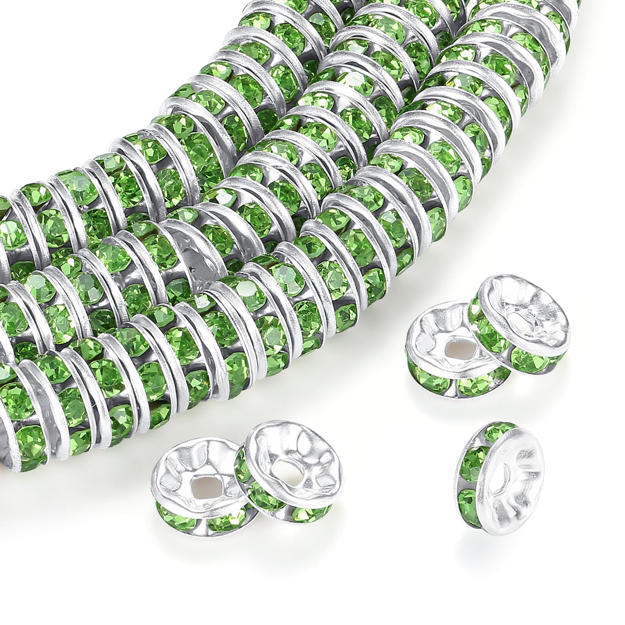 GUJOXILA 6mm Green Spacer Beads for Bracelet Jewelry Making Crafting