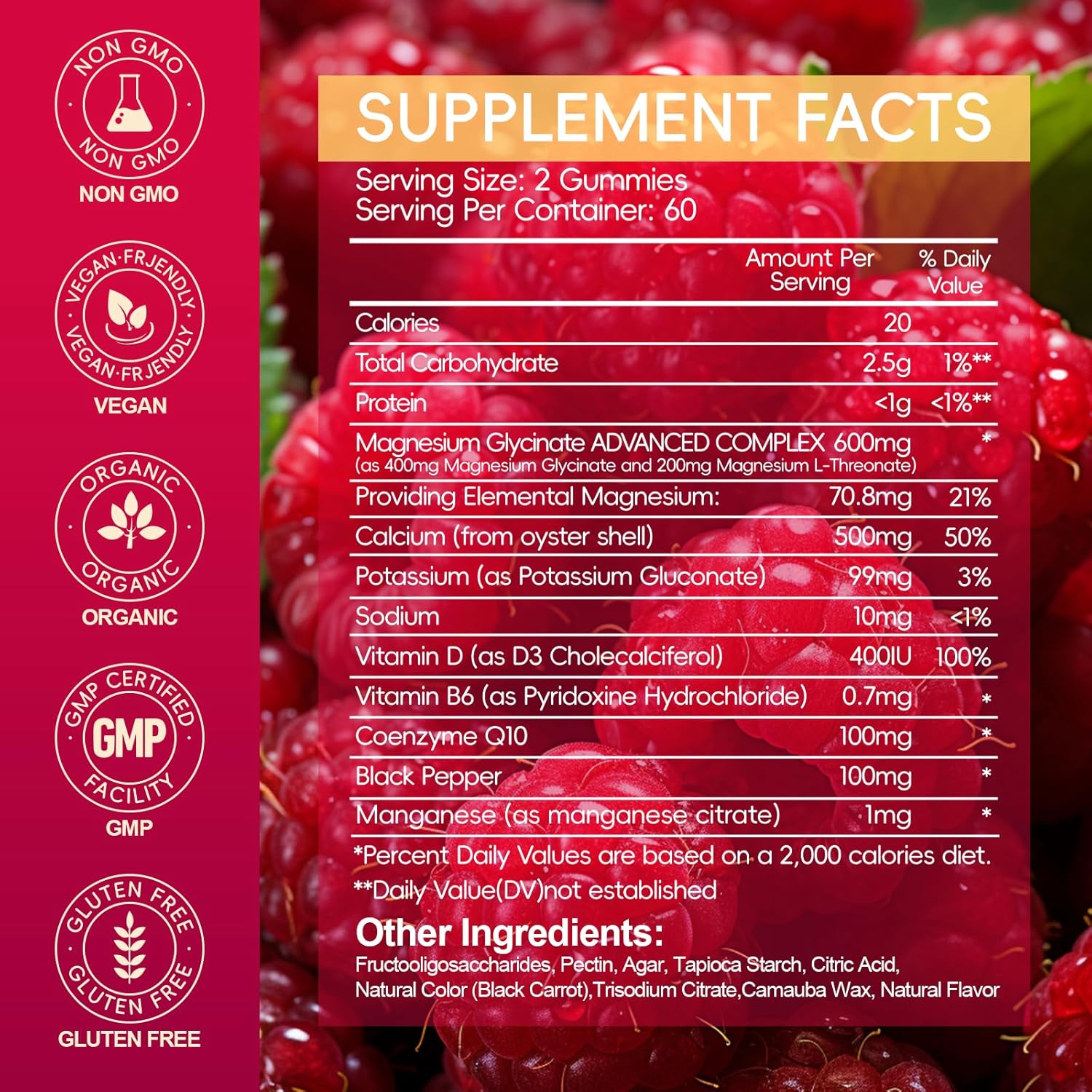 Magnesium Glycinate Gummies 600mg, Sugar Free Magnesium Gummies for Adults, Chewable Potassium Supplements for Body Support, Zzz and Relaxation, 120 Count - Image 2