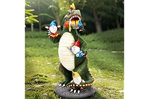 Dinosaur Eating Gnomes - Hilarious Yard Art