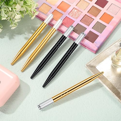 Miniatura 4 de Microblading - 10 bolígrafos manuales para cejas, bolígrafo Microblade de aluminio, herramientas manuales ligeras para microcuchilla, soporte para
