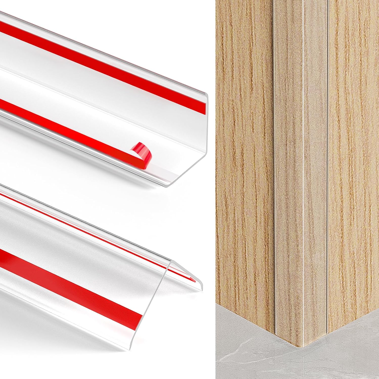 6 PCS 1.18x39.4in Clear Self-Adhesive Wall Corner Protectors Edge Guards for Baby, Furniture, Doors, Tables, Protecting Sharp Edges 1.2in*39.5in 6