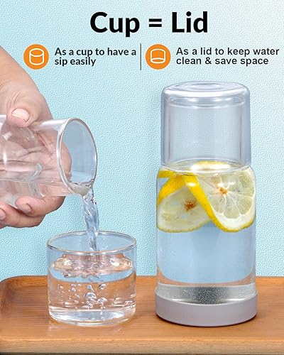 Miniatura 3 de Juego de jarra de agua y vidrio para mesita de noche, jarra de agua nocturna con vaso, dispensador de enjuague bucal de vidrio transparente para
