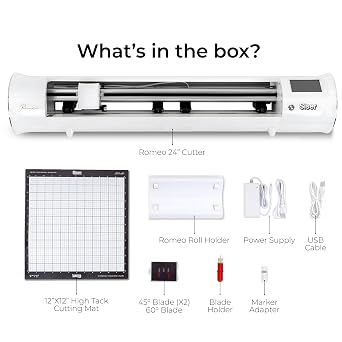 Siser Romeo High-Definition Cutter - 24 Professional Cutting Machine for Vinyl, Paper, and More WiFi Compatible with Windows & Mac - Includes Leonardo Design Studio Software, Roll Holder Accessory