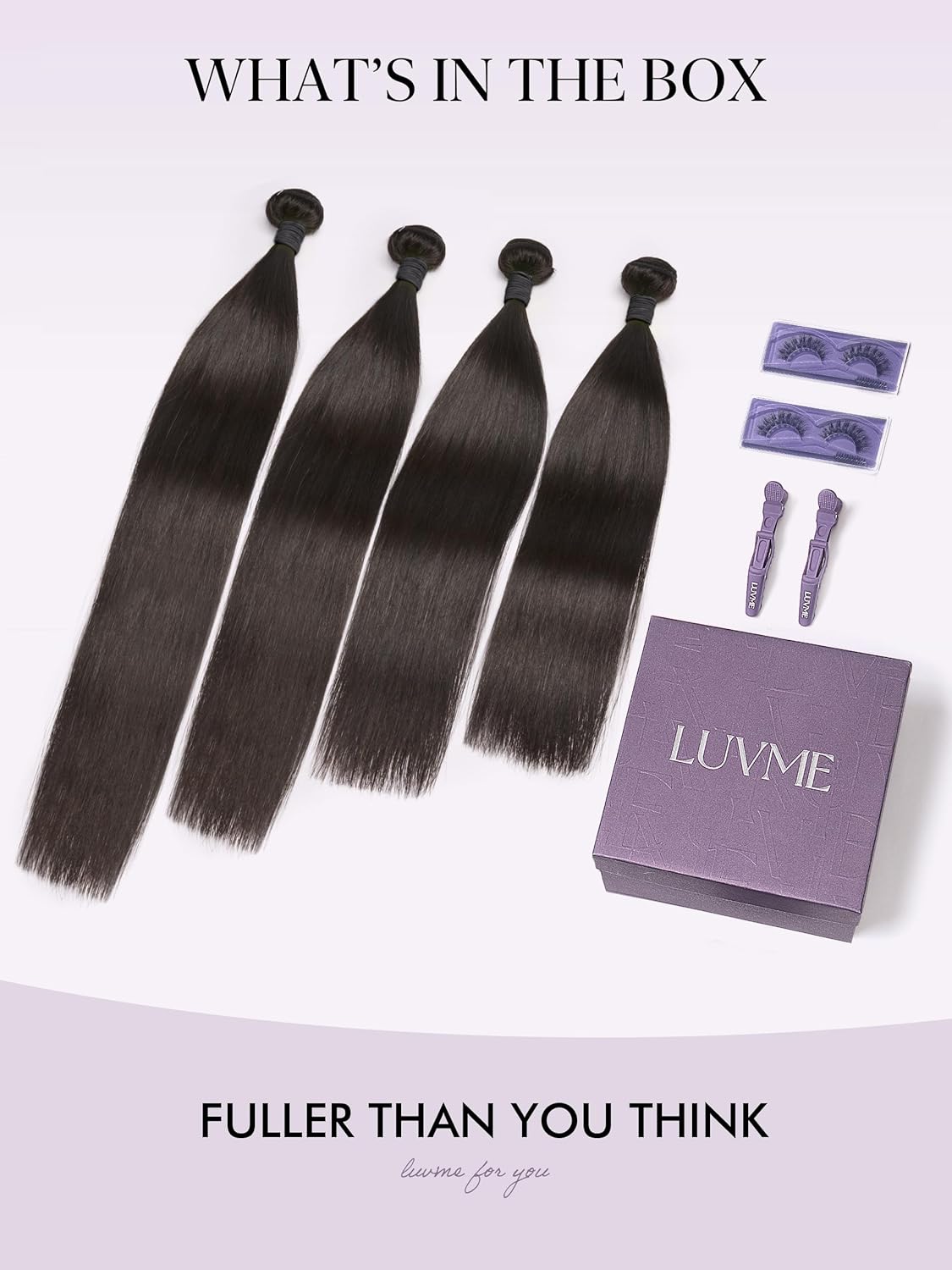 LUVME 12A Human Hair Bundles Straight 20 22 24 26 Inch, 100% Brazilian Virgin Human Hair 4 Bundles, Unprocessed Raw Hair Double Weft, Soft & Full Natural Look for Salon Home Sew-In